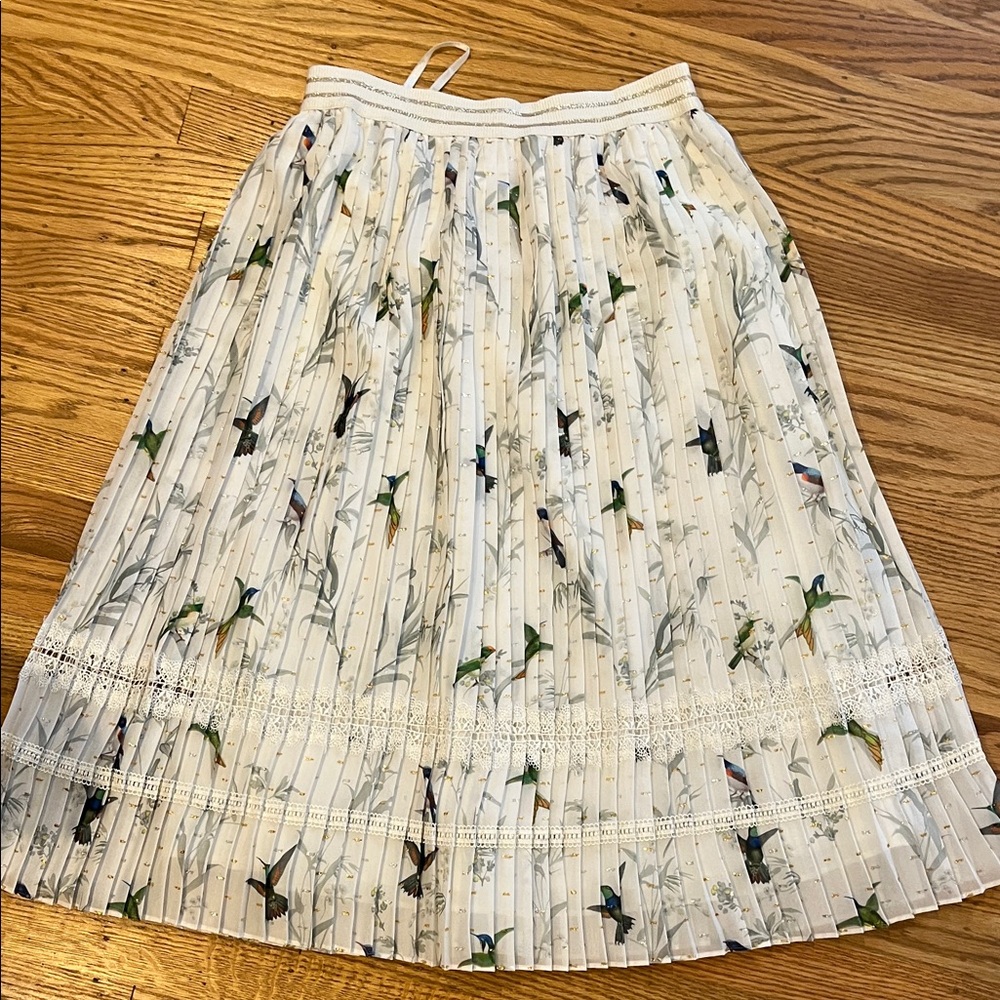 Ted Baker White A-Line Skirt with Bird Print